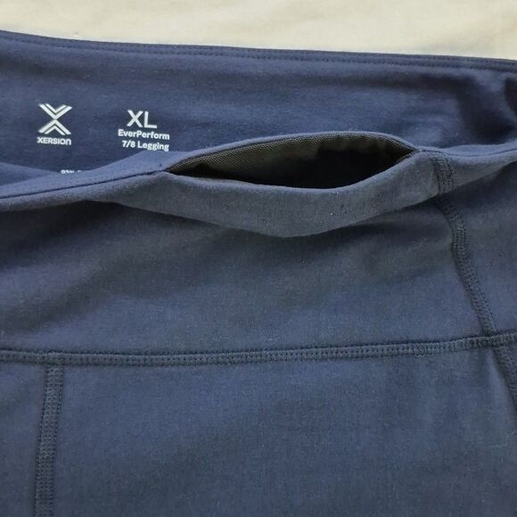 XERSION Women's Navy Legging EverPerform Activewear 7/8 Cotton Spandex Size XL - Picture 5 of 10